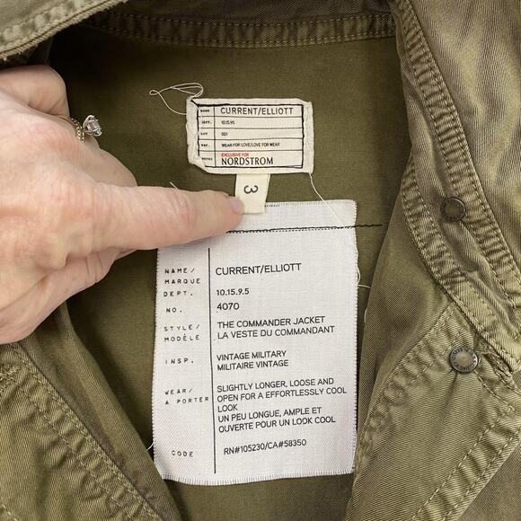 Current Elliott Commander Jacket Women Size 3 Large Army Green Military Gorpcore - Picture 13 of 14